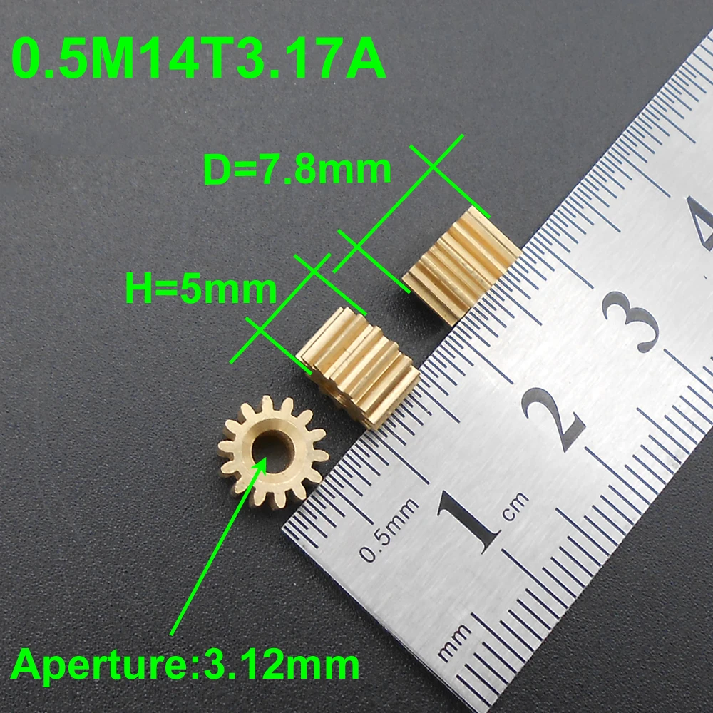 10PCS/LOT Copper Spur Gear Brass Gears 0.3M 0.4M 0.5M 0.5 Modulus Aperture 1MM 2MM 3MM 3.17MM 5MM 7/8/9/10/12/13/14/15/16 Teeth