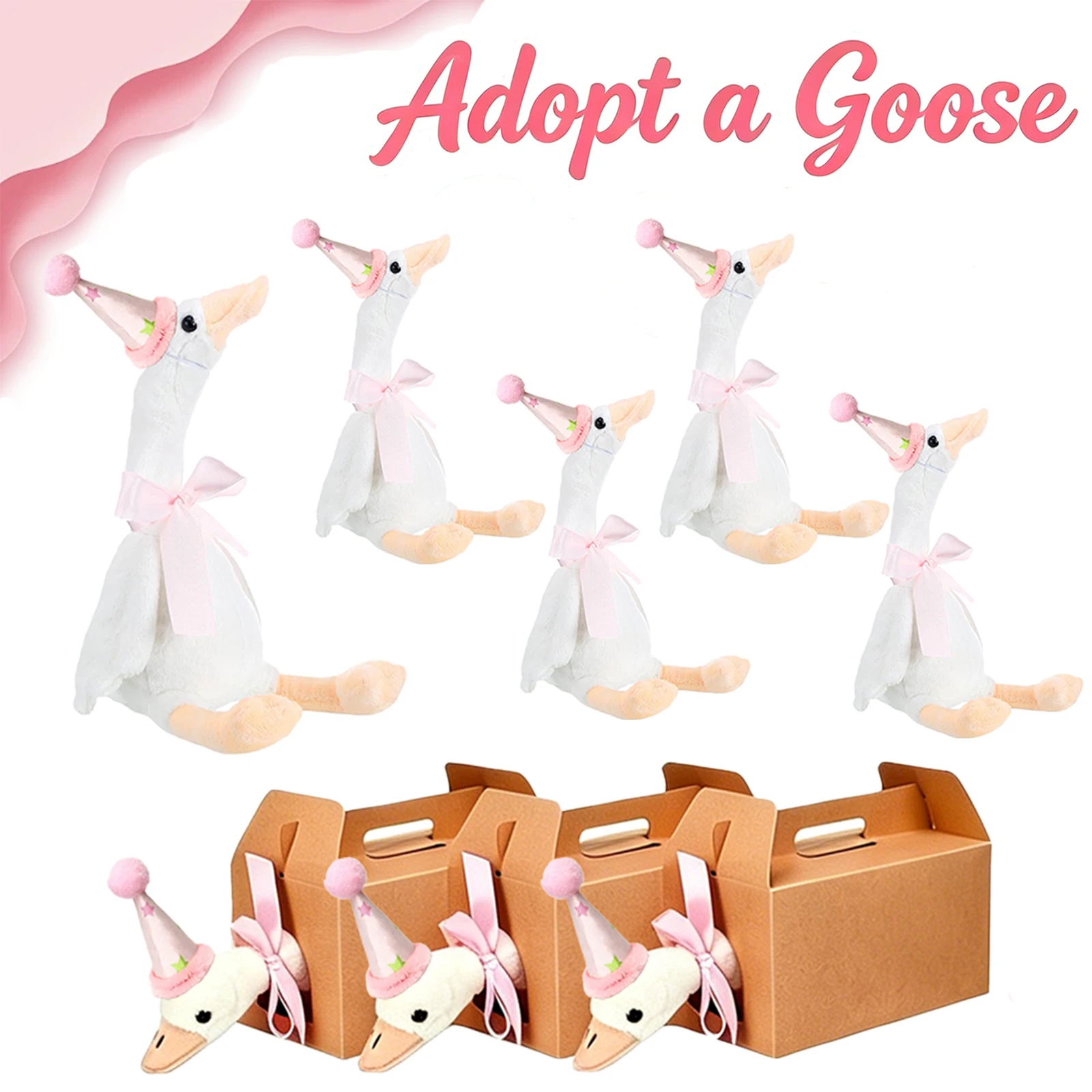 8-16-pieces-oie-en-peluche-amusante-avec-boite-en-carton-–-cadeaux-de-baby-shower-«-adoptez-une-oie-»-avec-mini-chapeau-et-nœud-–-favors-de-fete-40-cm