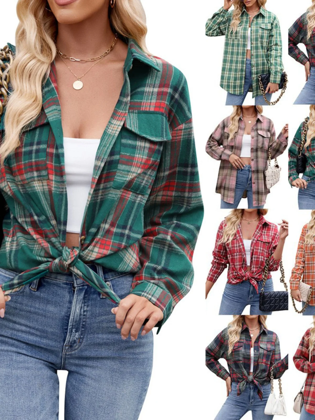 

Faion Plaid Print Long Sve irt Women's Collar Regular Fit Polyester Fabric Warmth Autumn Season Chinese Production