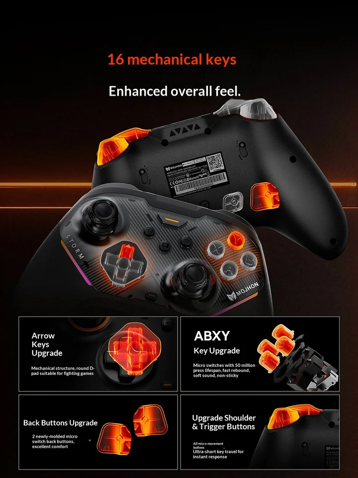 MOJHON Storm Wireless Gaming Controller Tri-Mode BT/2.4G/Wired TMR