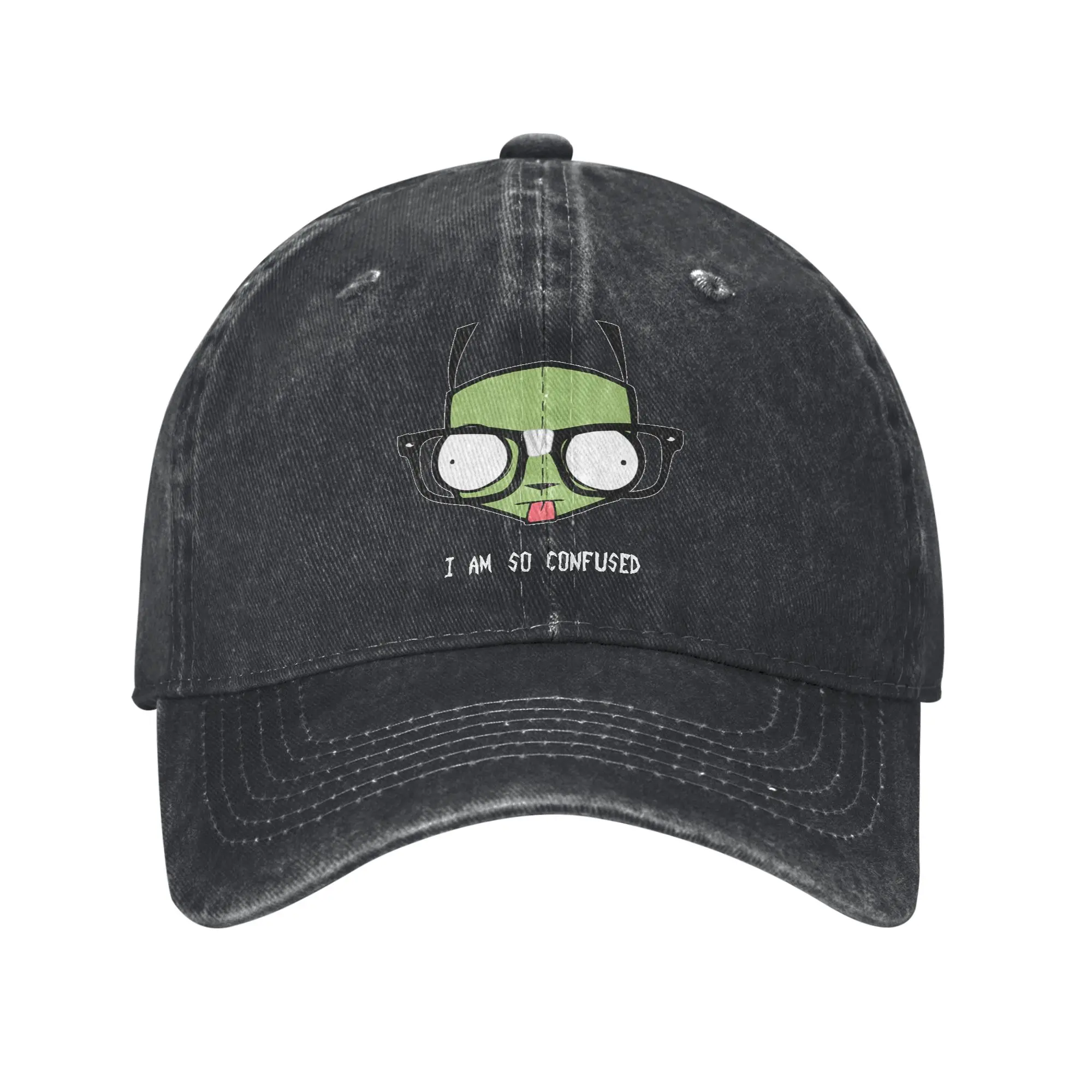 Invaders Zim Gir I Am So Confused Baseball Cap Vintage Distressed Washed Snapback Hat Unisex Summer Adjustable Fit Hats Cap