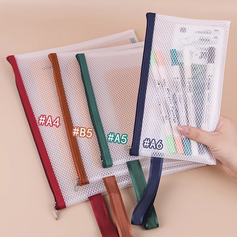 A4, B5, A5, A6 transparent file folders, hand-held zipped files, student storage bags, office stationery pen bags
