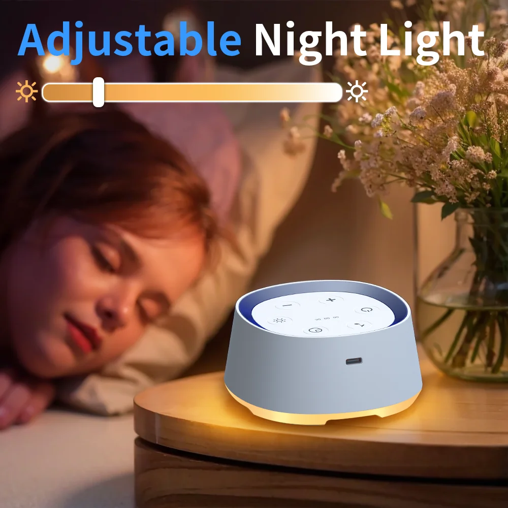 

Портативный генератор белого шума для младенцев и детей: 24 успокаивающих звука, ночник, таймер, перезаряжаемый, для улучшения сна младенцев и успокоения малышей