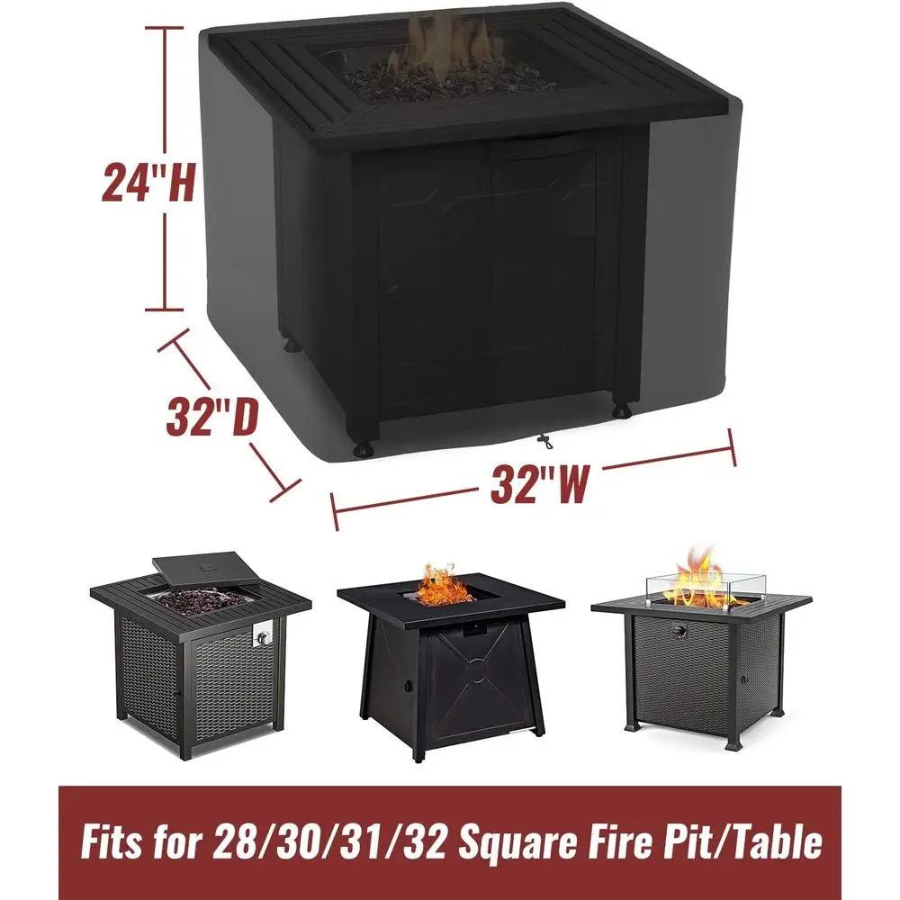 All-Weather 28-32 Inch Square Fire Pit Cover, Waterproof for Propane Fire Pits and Tables