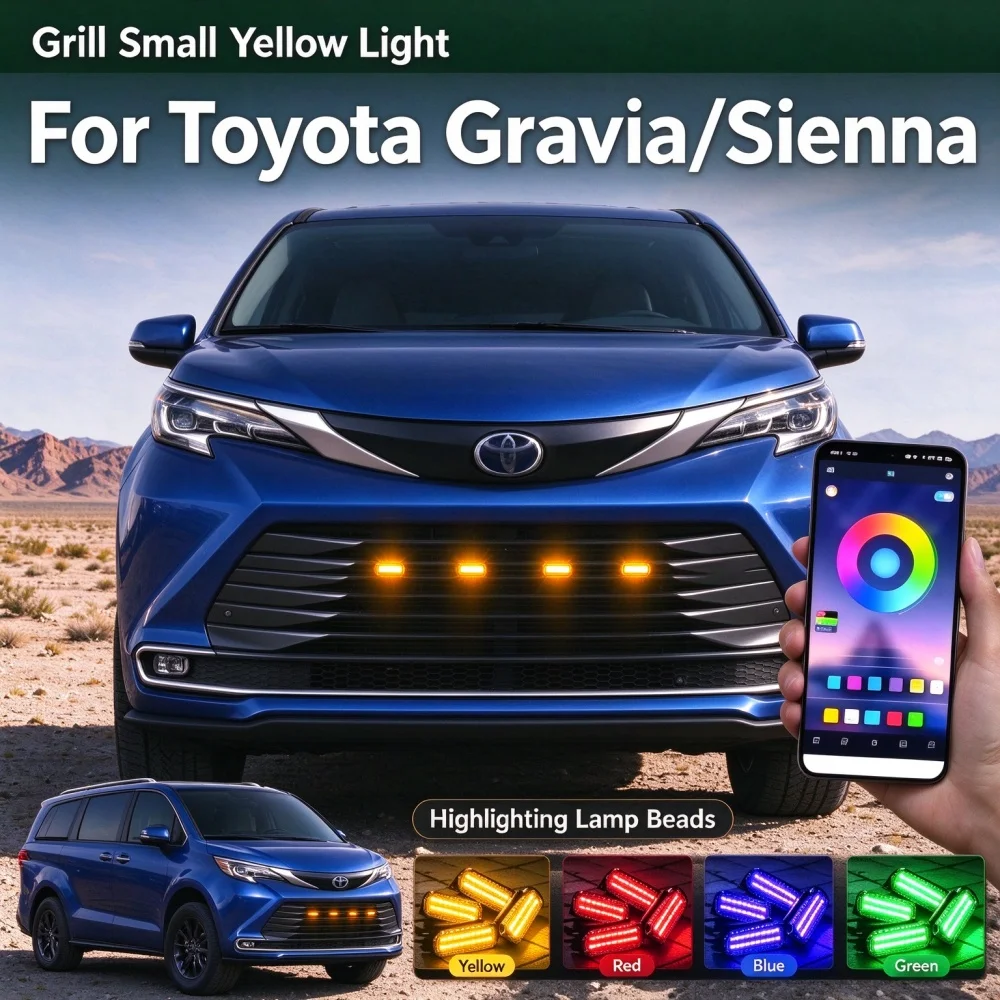 For Toyota Gravia/Sienna Truck LED Amber Front Grille Marker Lights Waterproof Raptor Style Grill Warning Lamp Accessories