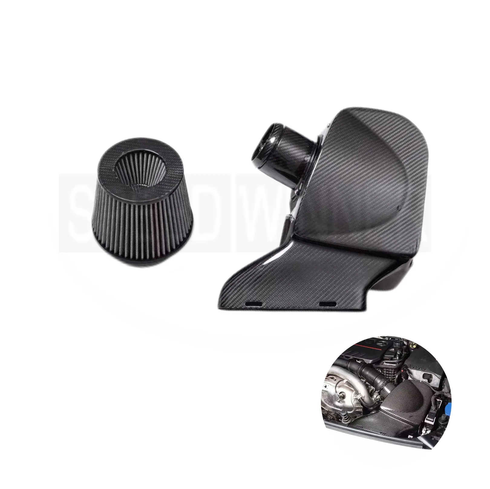 

SpeedWinner Air Intake System 100% Dry Carbon Fiber Intake Kit Cold Bellow for Mercedes BENZ AMG A35 W177 A35L CLA35 M260 2.0T