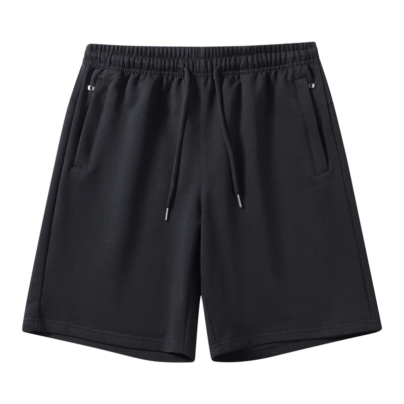 Short à lacets élastique pour hommes, poches zippées, monochromatique, vêtements décontractés, tout match, genou, été, nouveau, mode, 2024