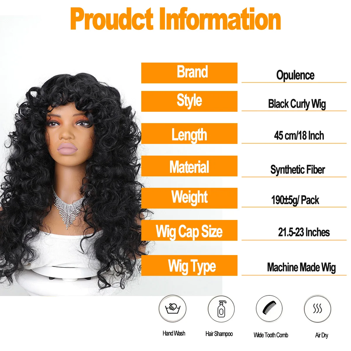 Perruques bouclées pour femmes noires 45 cm 18 pouces perruque courte bouclée noire douce moelleux ondulé Afro boucles lâches perruque synthétique résistante à la chaleur