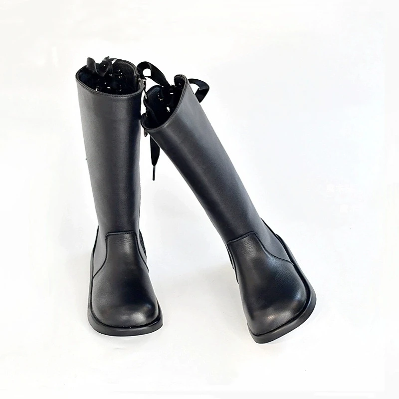 

Spring Autumn Genuine Leather Girls Fashion Boots Adjustable Lace Soft Cowhide Children's Snow Boots Kids Long Riding Boots