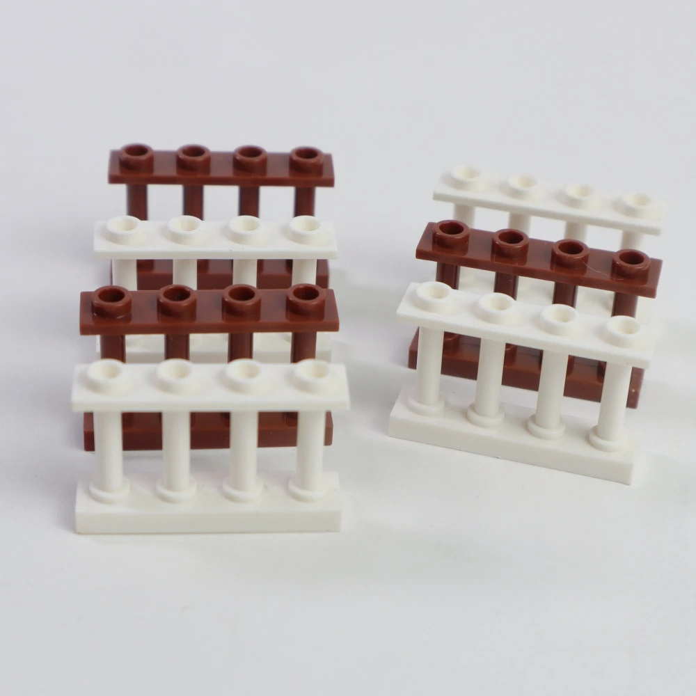 20 pçs diy cerca trilhos modelo compatível bloco de construção acessórios componentes básicos para casa jardim presente brinquedo peças compatíveis