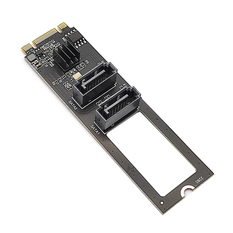 Adaptateur de carte d'extension M.2 NVME vers SATA 3.0 6 go M.2 Key-M PCIE NVME vers 2 ports SATA3.0 Riser Card convertisseur JMB582 PCI-E 3.0 Chip