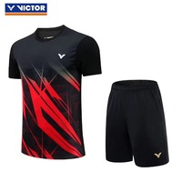 Victor new tracksuit top Badminton shirt T-shirt men and women couples quick drying short sleeve breathable shorts Running gym