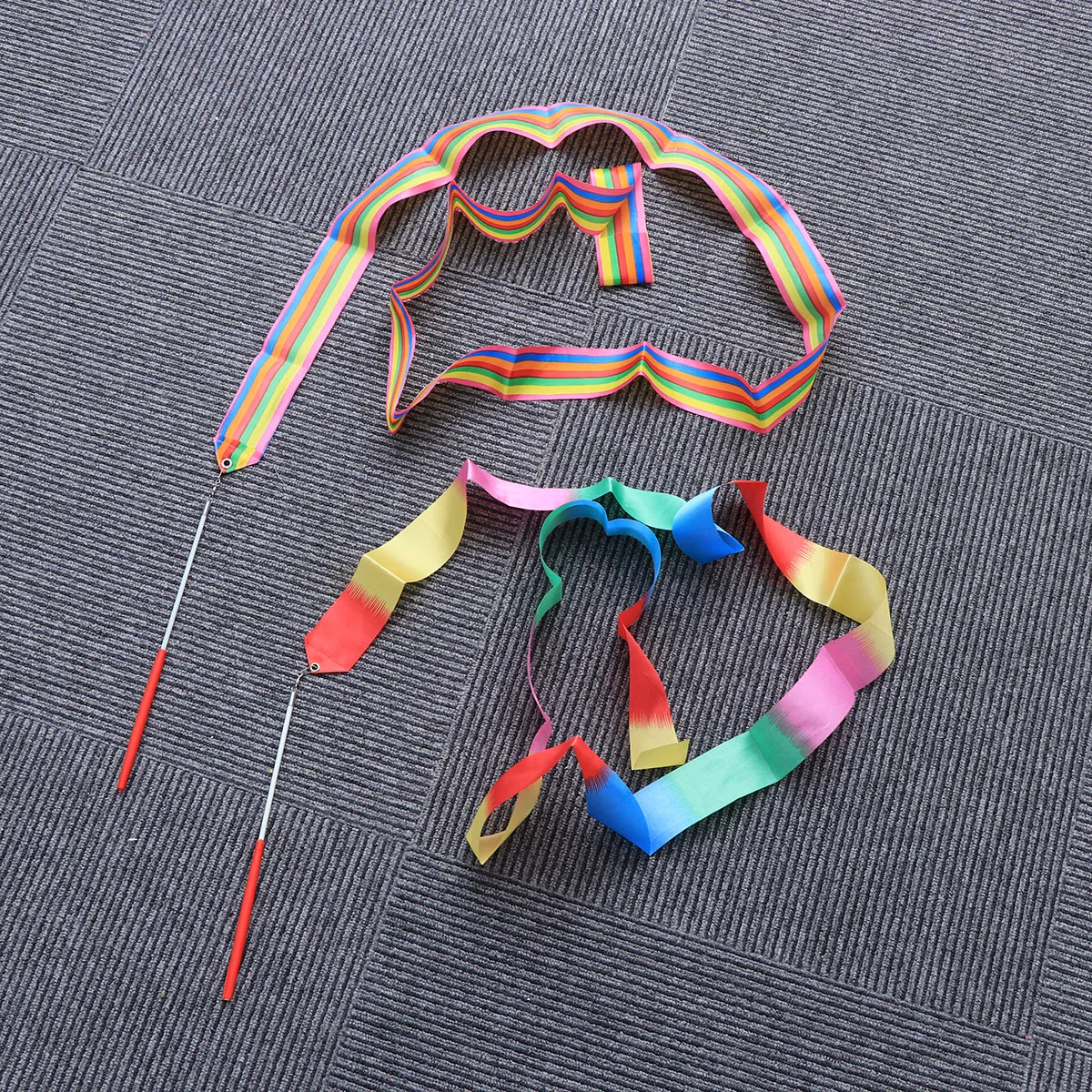 

2Pcs 2m Rhythmic Gymnastics Streamers Fiberglass Rods Perfect for Kids Color Guard Exercise Gym Ribbon