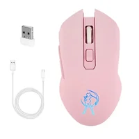 Ratones de juego ópticos LED silenciosos de color rosa, ratón inalámbrico USB de 1600DPI 2,4G para PC y portátil
