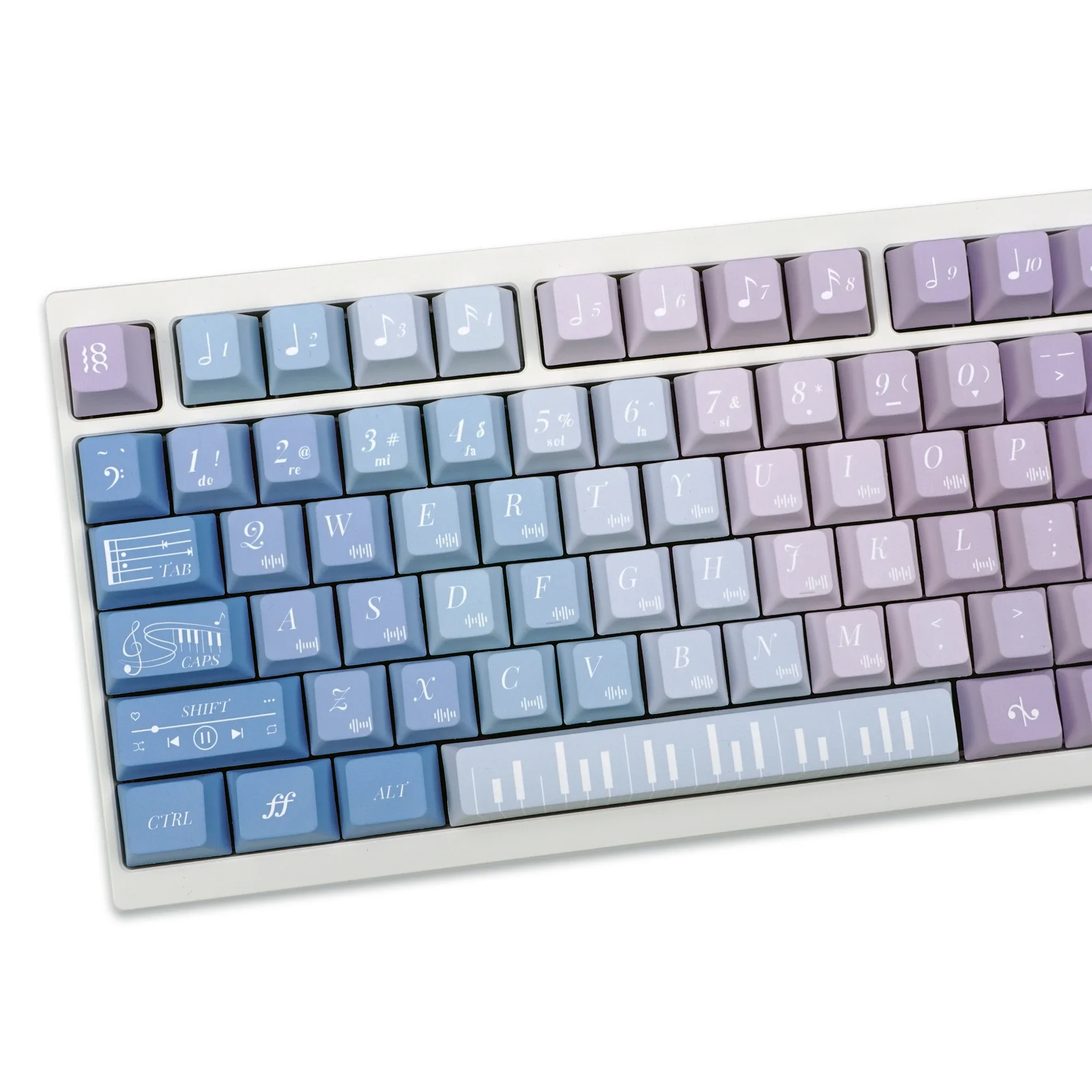 

KBDiy 142 Keys/Set Cherry Profile Keyboard Keycaps PBT Blue Purple Lost Notes Keycap for Mechanical Keyboards Game for ACE60