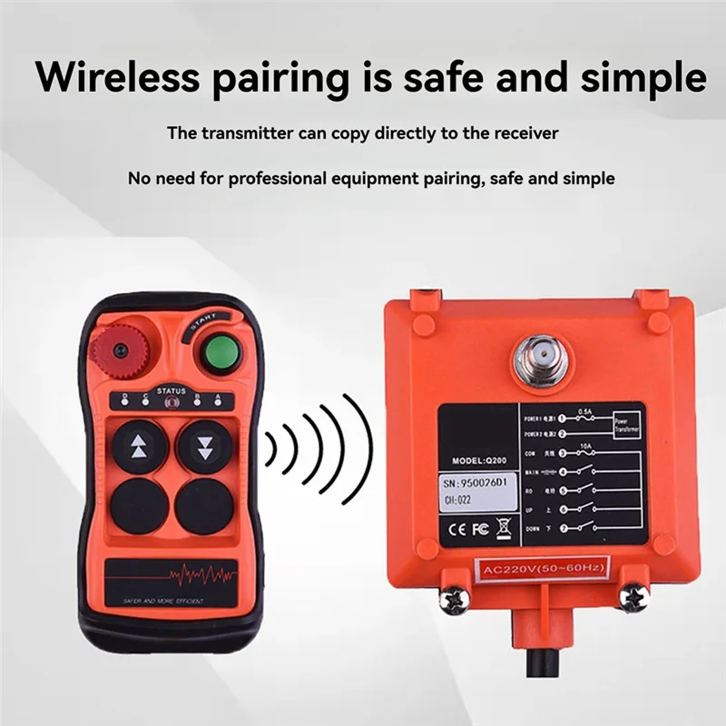 A40Z-Q200 Industrial Remote Control 2-Button Waterproof IP65, Wireless Controller For Overhead Crane Industrial