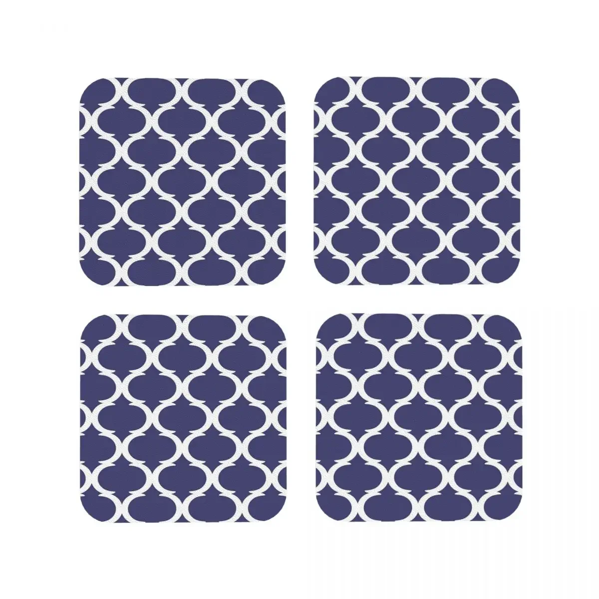 Blue And White Nautical Quatrefoil Coasters Coffee Mats Leather Placemats Cup Tableware Decoration & Accessories Pads for Home