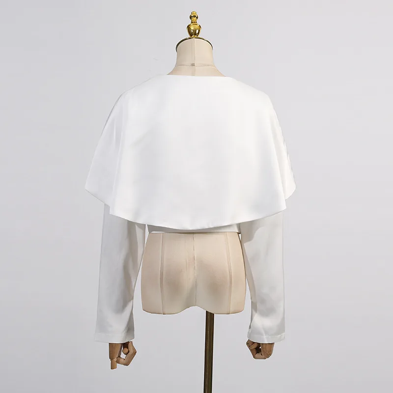 Chemisier châle minimaliste pour femmes, Cape à manches longues, col en v, chemise courte Chic, hauts élégants, esthétique, Slim, printemps été 2025