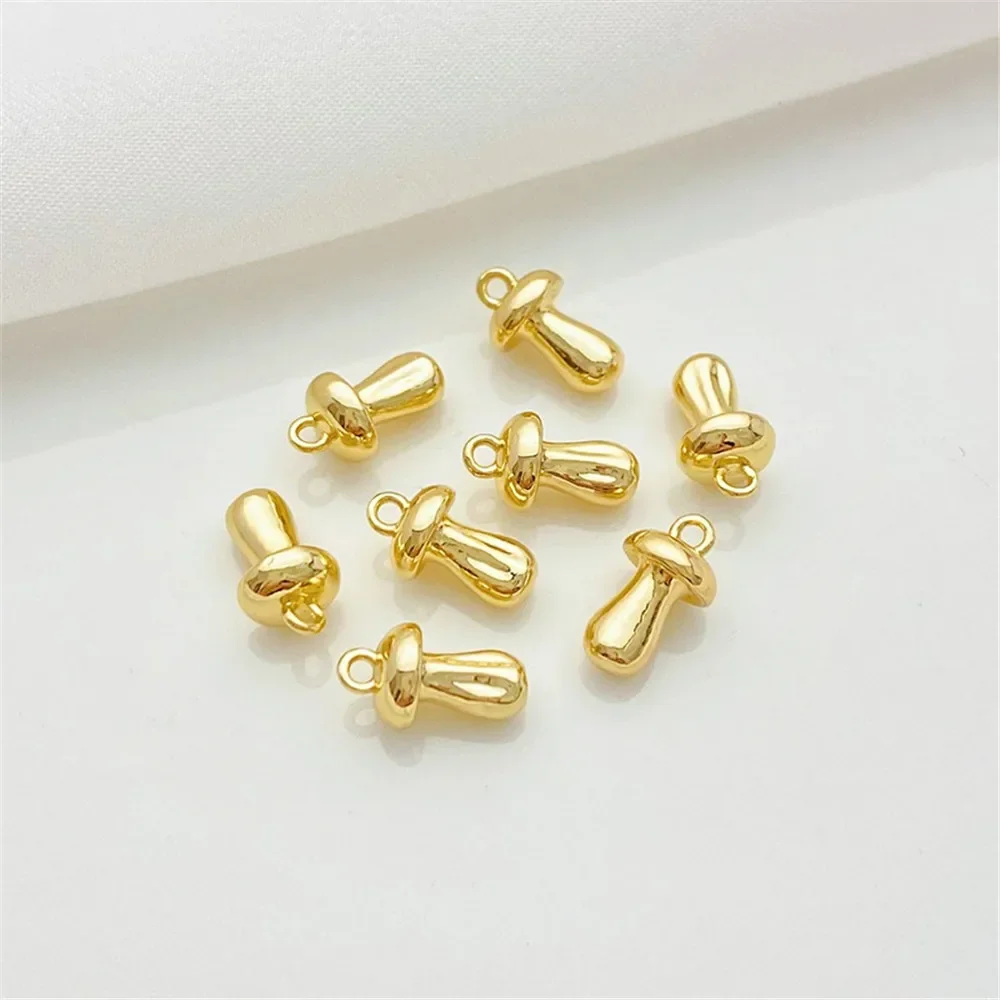 Colgante con dije de setas chapado en oro de 14 quilates, suministros de joyería DIY, cuentas para collar, pulsera, accesorios artesanales