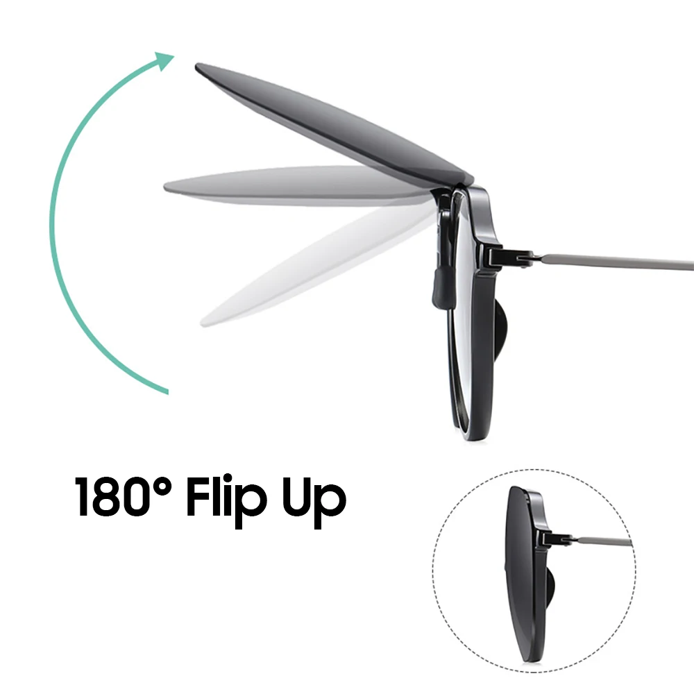 VIVIBEE Übergroße, hochklappbare Clip-On-Sonnenbrille, polarisierte, graue Verlaufsgläser, großer Rahmen, UV400, blendfrei, für Autofahren und Angeln – Detail 4