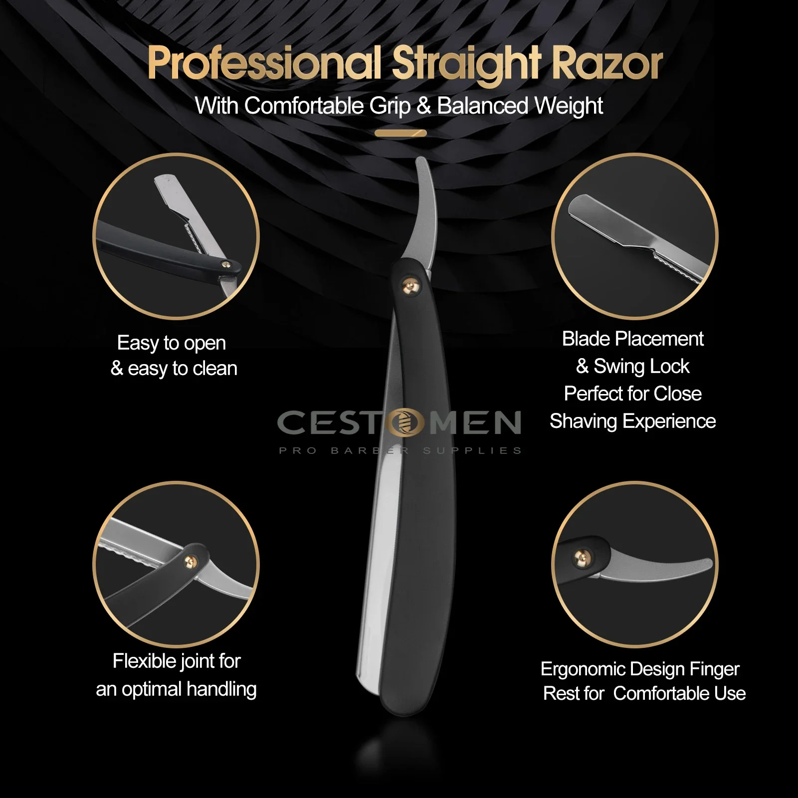 New Barber Razor Haircut Beard Eyebrow Shaving Tools Manual Depilation Straight Edge Razors Hairdresser Trimming Blades Holder