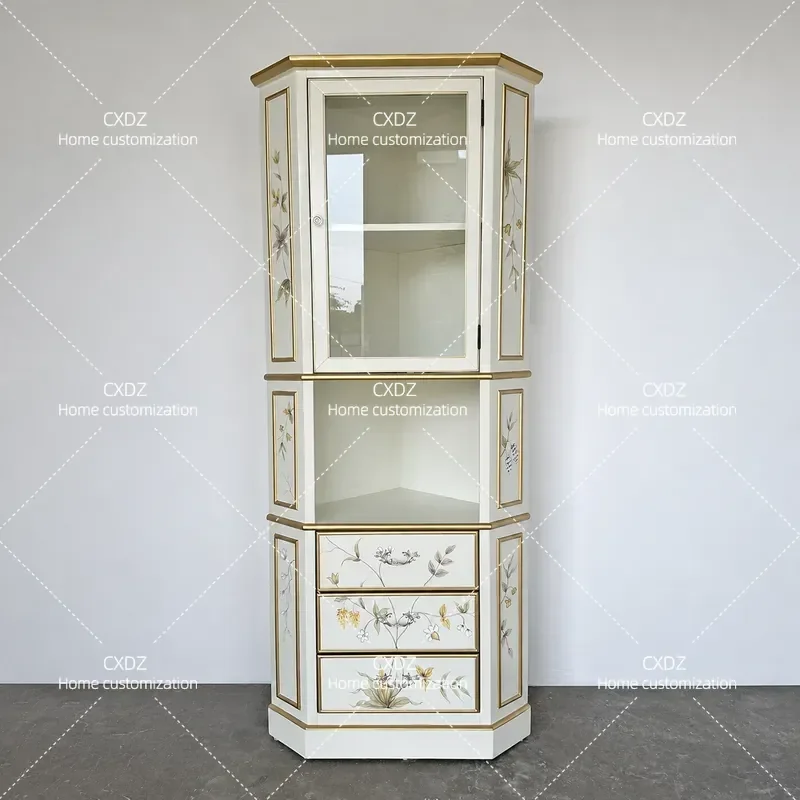 Corner Cabinet Light Luxury Living Room Entrance Painted Triangle Art Wind Corner Locker 0640