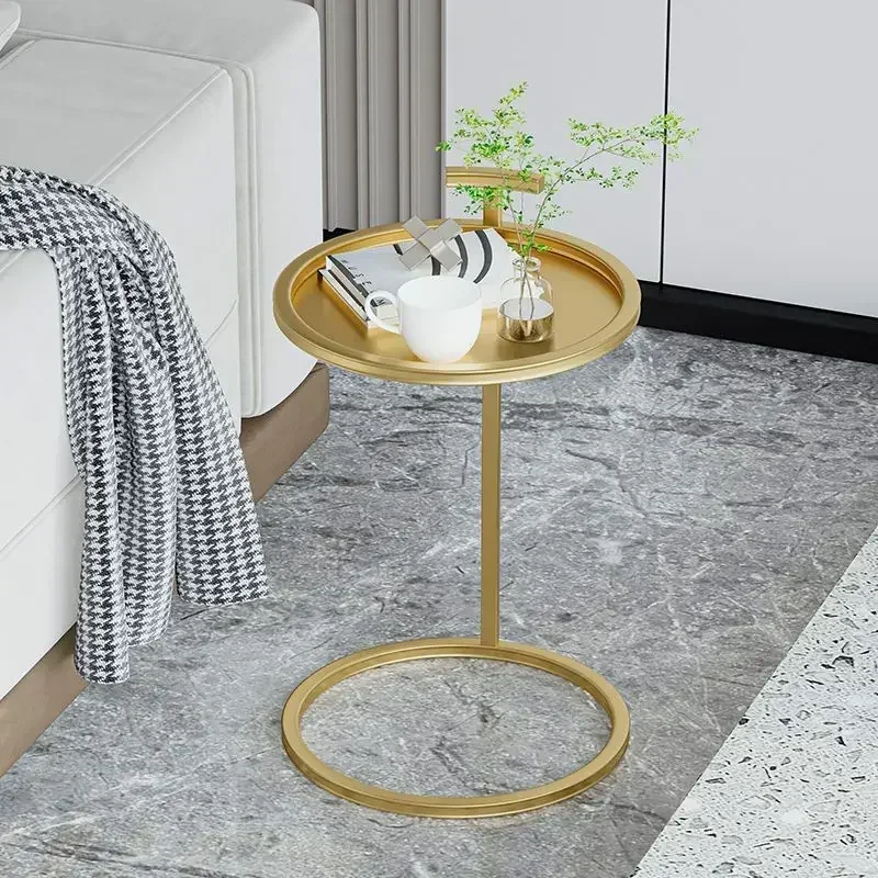 Nordic Small Sofa Side Table Household Living Room Furniture Light Luxury Simple Modern Iron Art Round Mesas Small Coffee Table