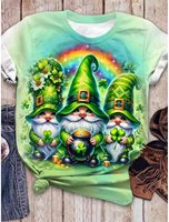 Women's St. Patrick's Day T shirt Daily Casual Short Sleeve Green 3D Print O-Neck Short Sleeve Tees Streetwear Y2k Clothing