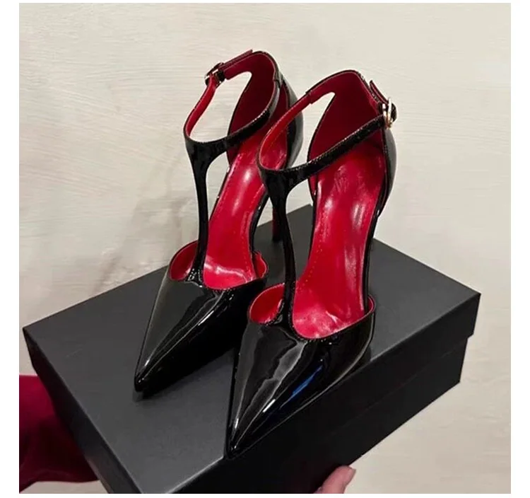 

Fashionable black high heels for women 2026 new style pointed thin heels French style stunning non tiring sandals for women