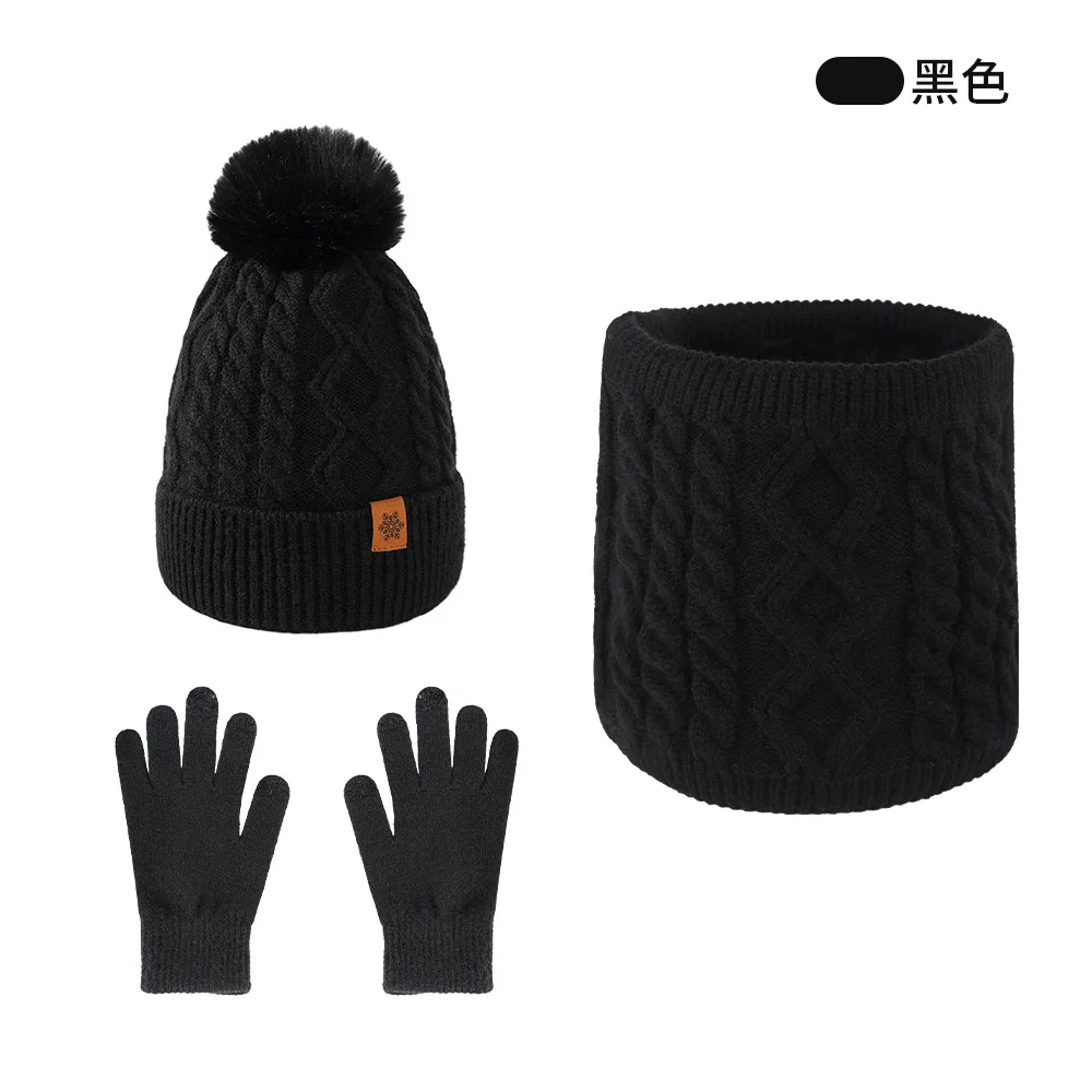 Women's Winter Fleece Lined Knit Hat Scarf Gloves Set Outdoor Riding Ear Cover Warm Beanie EU US view 5