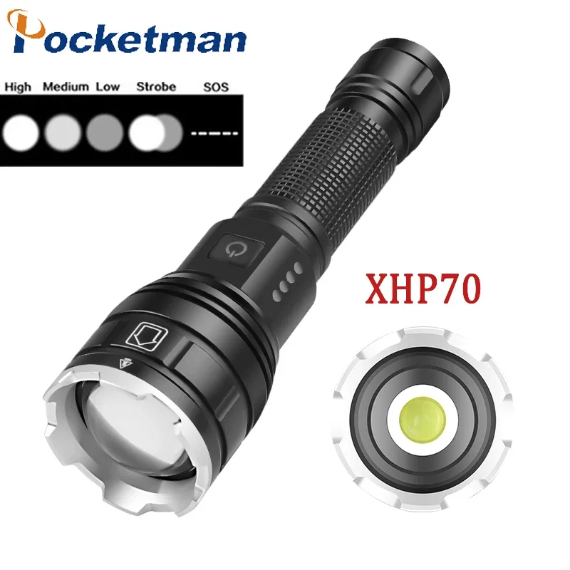 

High Lumen LED Flashlight USB Rechargeable Flashlights 5 Lignting Modes Zoom Torch Tactical Flashlight for Camping Hiking