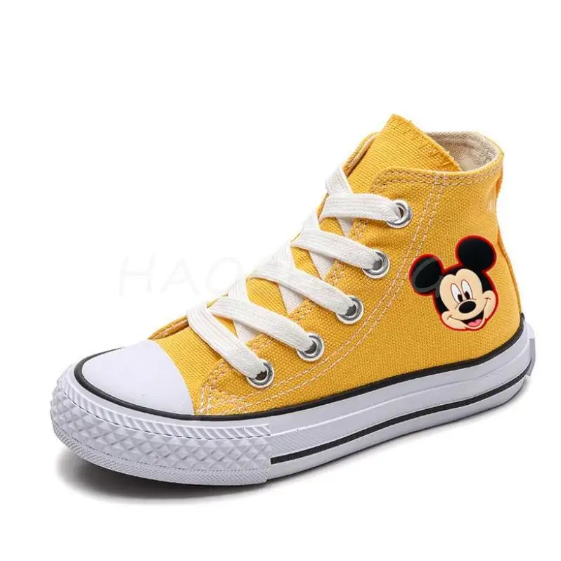 Children\'s High-top Canvas Shoes Girls Mickey Mouse princess canvas shoes children sneaker Cartoon soft casual shoes Size 20-38