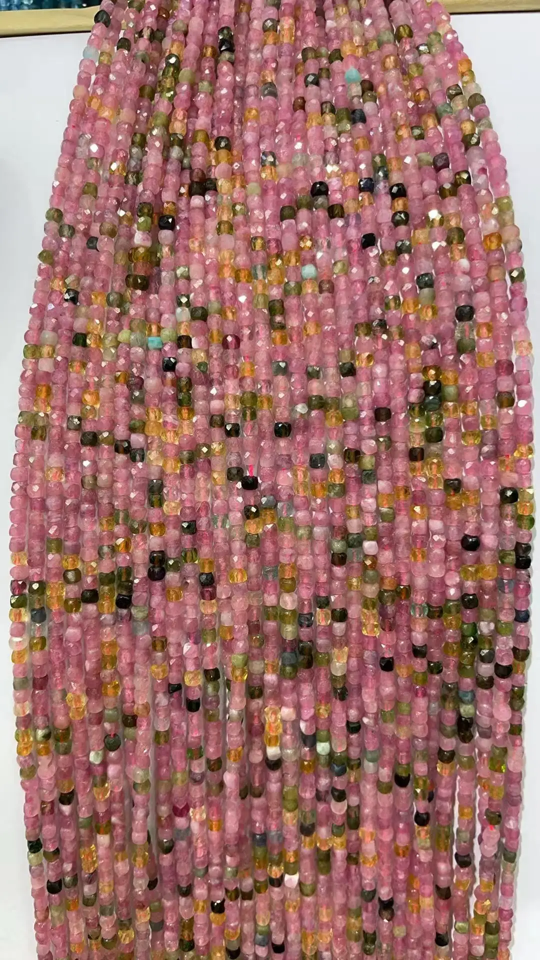 Natural Mixed Color Tourmaline Edge Faceted Cube Beads 2.5mmx2.5mm，Different Colors
