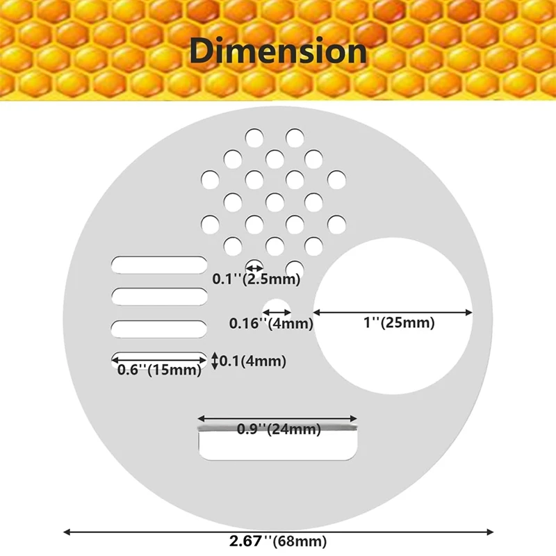 12 قطعة خلية النحل Nuc صندوق مدخل بوابات مدخل القرص (القطر: 2.67 بوصة) أداة تربية النحل قابلة للتدوير بوابات مدخل خلية النحل