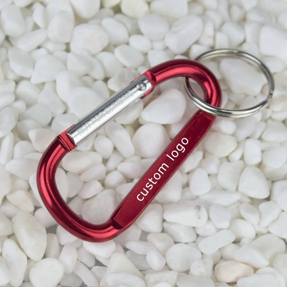 100 50 20Pcs Carabiners Keychain Ring Mini Caribeaner Clips Logo Custom Promotion Gift Snap Hook D Shape Ring Personalized