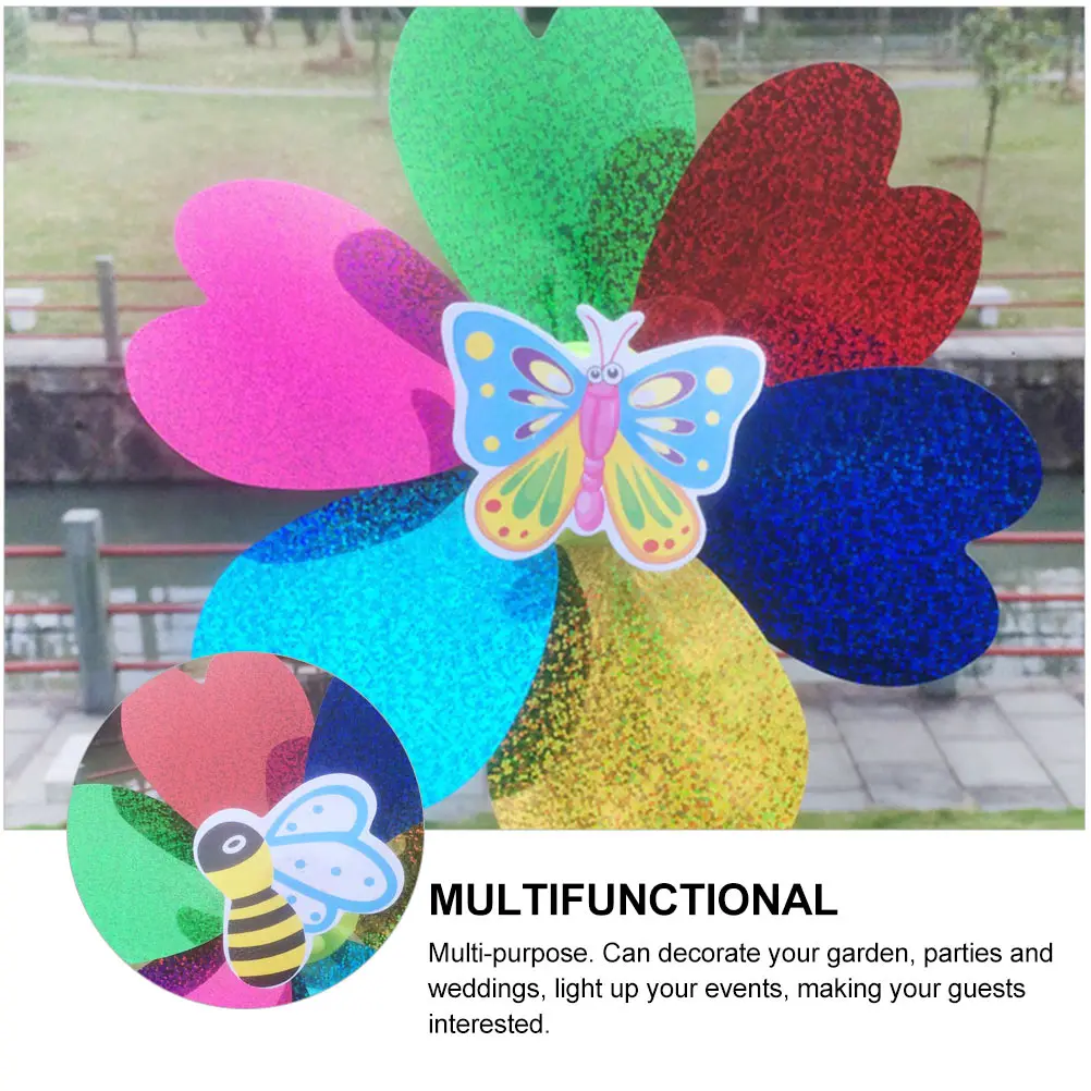 

10pcs Plastic Windmill Decor Outdoor Pinwheel Sequin Wind For Garden Balcony Courtyard Colorful Windmills