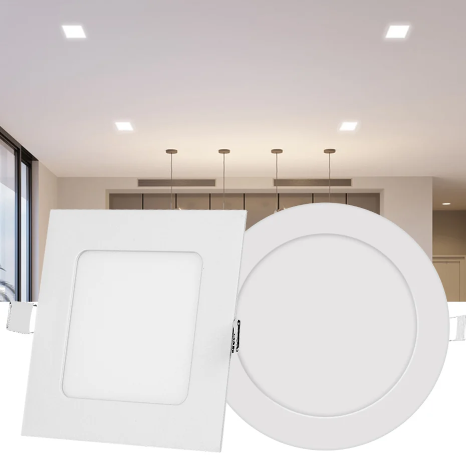 

Ultra-Thin LED Downlight Square/Round Panel Light 3W 4W 6W 9W 12W 15W 18W 24W Recessed Ceiling Lighting for Home Kitchen Office