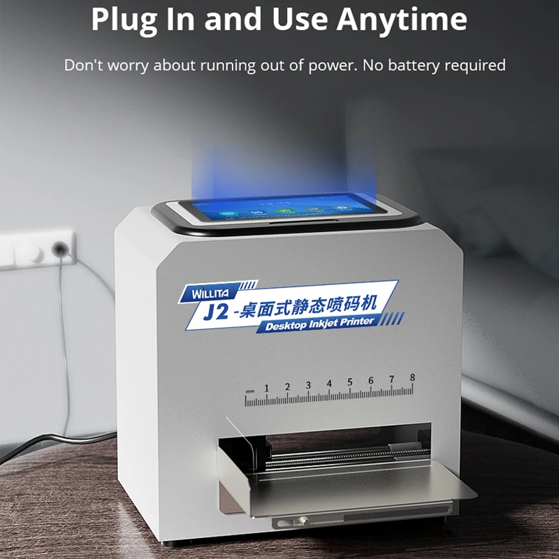 J2 12.7mm Desktop Inkjet Coding Printer Support 25 Languages QR Barcode Batch Date Expiry Logo Portable Label Printing Machine