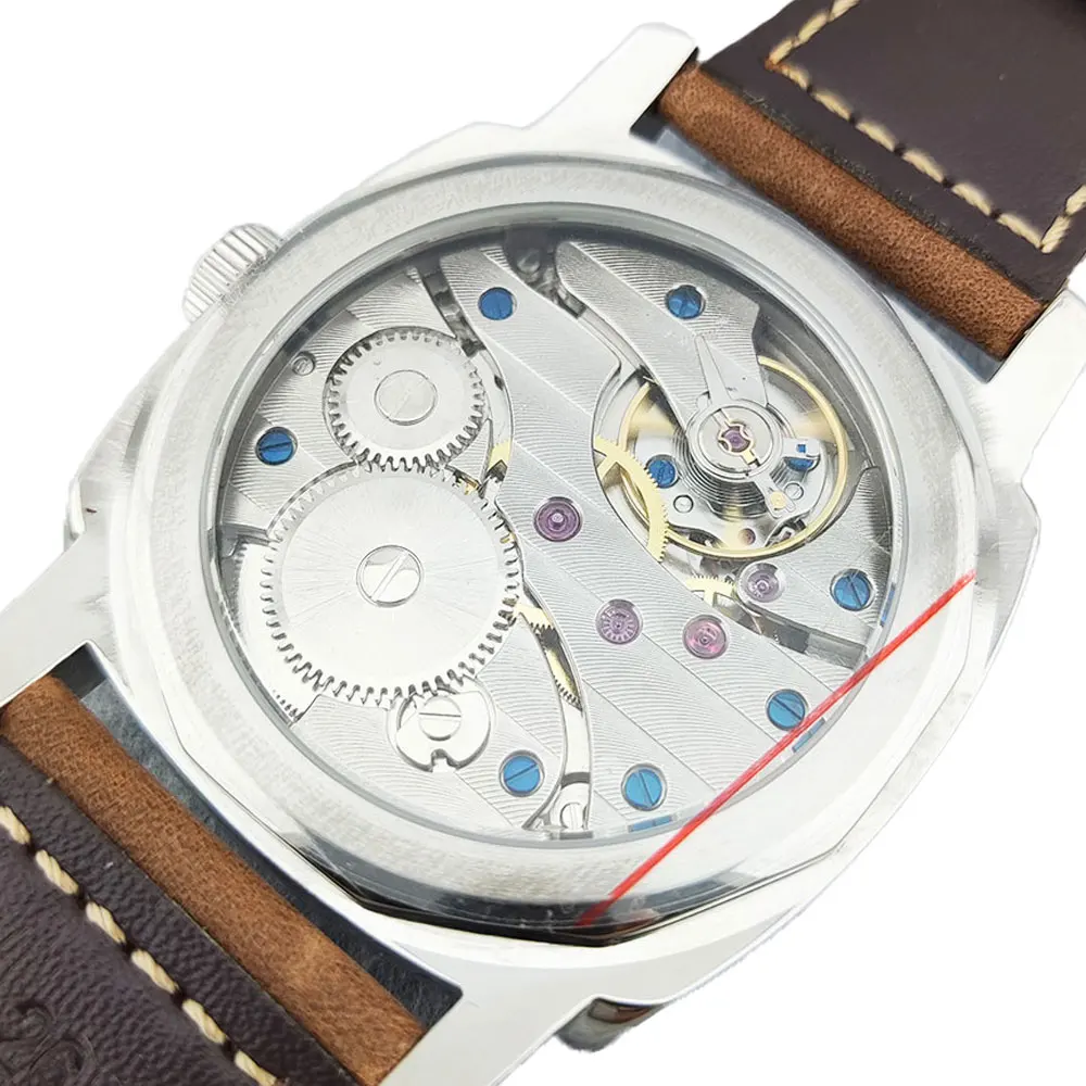 นาฬิกาข้อมือระบบไขลานด้วยมือ ขนาด 46 มม. ใช้กลไก Seagull ST3600 กระจกมิเนอรัลความแข็งแรงสูง ตัวเรือนสแตนเลสสตีล กันน้ำ