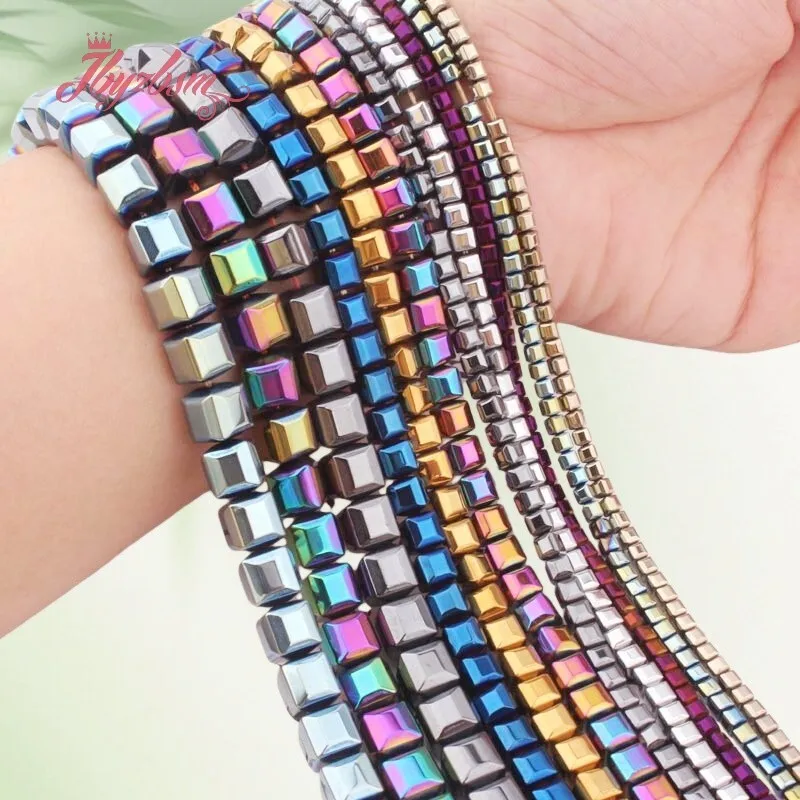 

3mm/6mm/8mm Natural Hematite Stone Beads Faceted Cube Shape For Necklace Bracelet Earring Jewelry Making DIY Loose Strand 15"