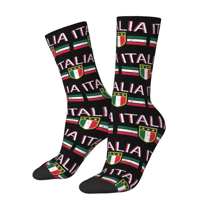 

Custom Italy Italian Flag Men's Crew Socks Unisex Novelty 3D Printed Dress Socks