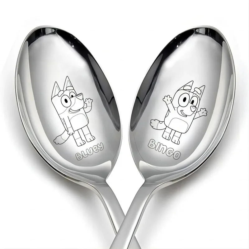 Cartoon Dogs Blueyed Spoon Kawaii Bingoes Family Stainless Steel Ladle Home Food for Children Tableware Spoons Birthday Gifts