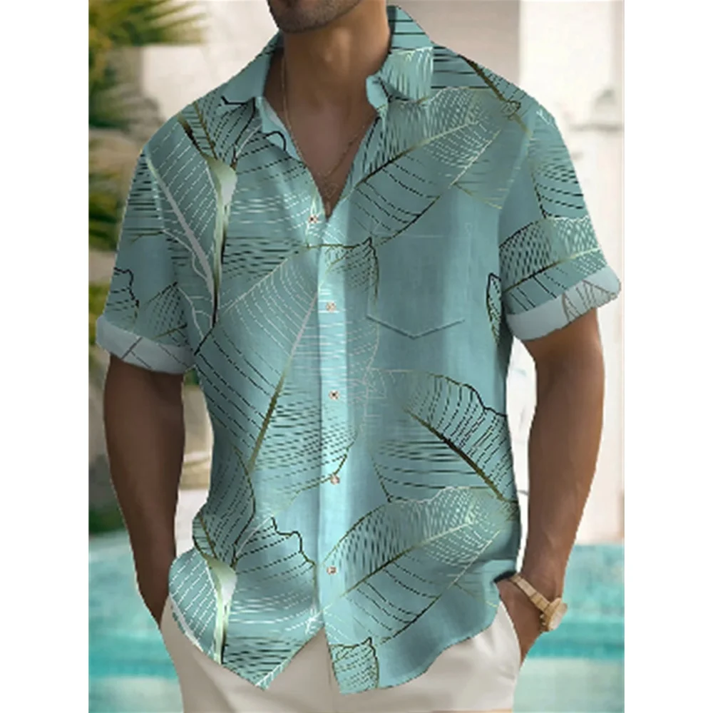 Men's Ing Födémgerenda Lezser Divat Rövid távú sleeved Ing számára férfiak Ingó- Lélegezhető Hawaii Ing Férfi Lezser men's Öltözés felső