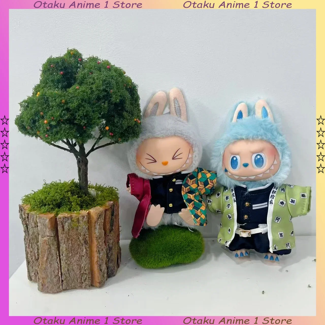 

Hot Labubu Clothes Cartoon Demon Slayer Himejima Giyuu Haori Team Uniform Set Mini Plush Doll Clothing Fashion Doll Accessories