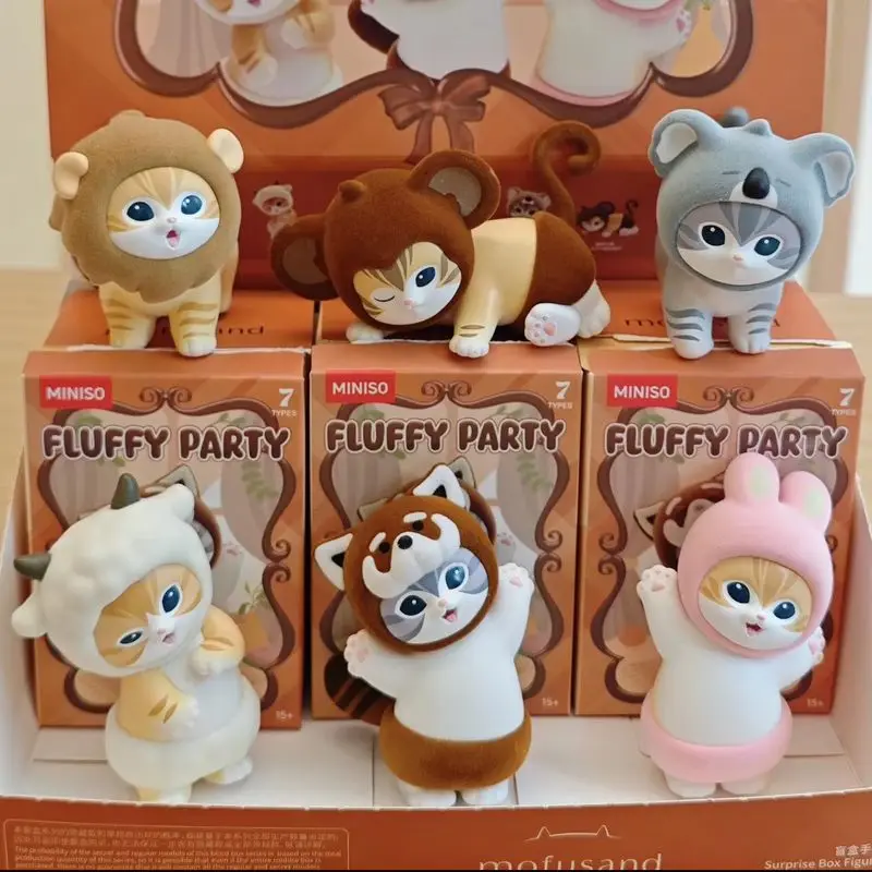 

Miniso Mofusand Fluffy Party Series Blind Box Kawaii Anime Figurines Collectible Toys Cute Mystery Box For Kids Birthday Gift
