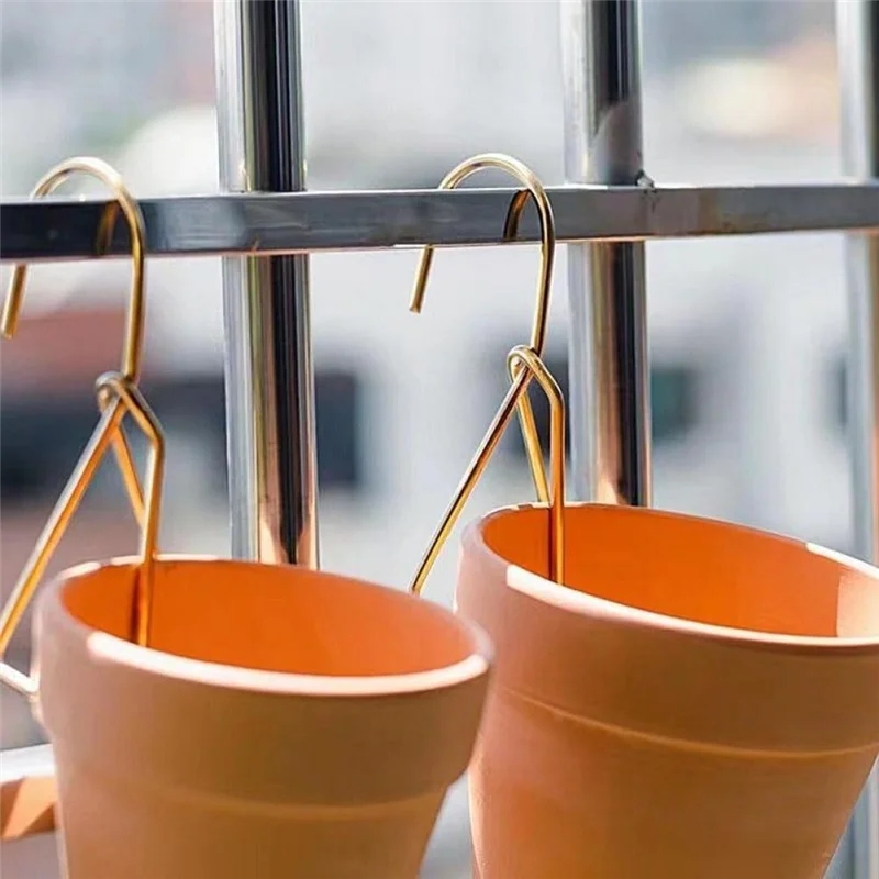 

6PCS Terracotta Pots Hangers Flower Pot Hanger Hook Plant Hangers Metal Plant Wall Hanger For Garden Plants-AC08