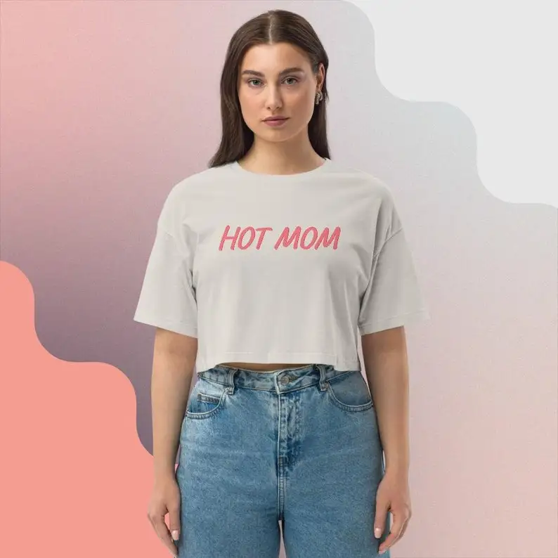 Skuggnas Hot Mom Crop Top Bella Sexy Shirt for Mom Cropped T-shirt Hot Mom Cotton t shirt Crop Tops Women Fashion Shirt Dropship