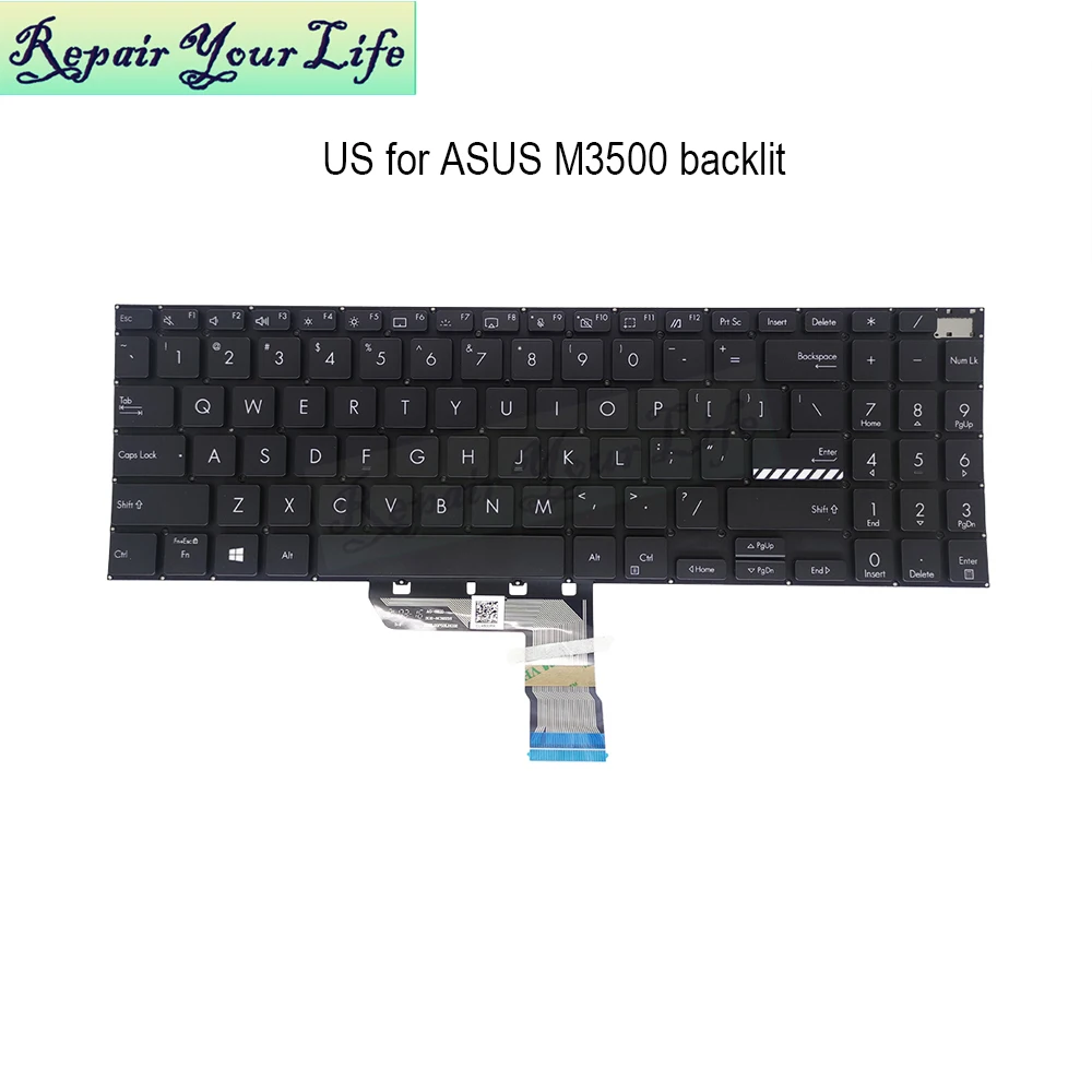 US UK Russian Backlit Keyboard for ASUS Vivobook Pro M3500 M3500Q M3500QC M3500QA English Laptop Keyboards 560VUS00 D6500DE