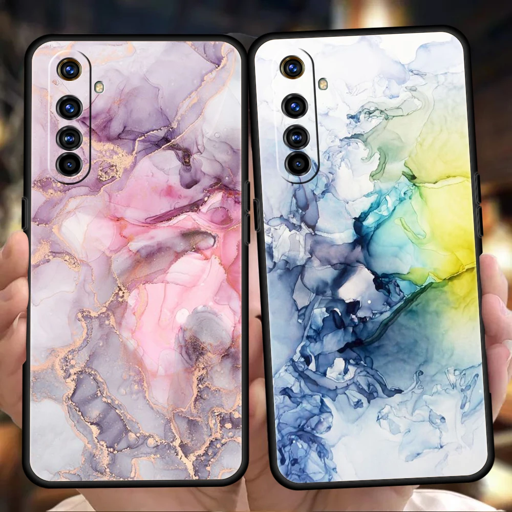 Watercolor Painting Marble Soft Silicone For Realme 8i 9i 9 Pro Plus GT2 Pro C3 6 7 8 Pro C21 C11 C25 Pro Shockproof Phone Cover