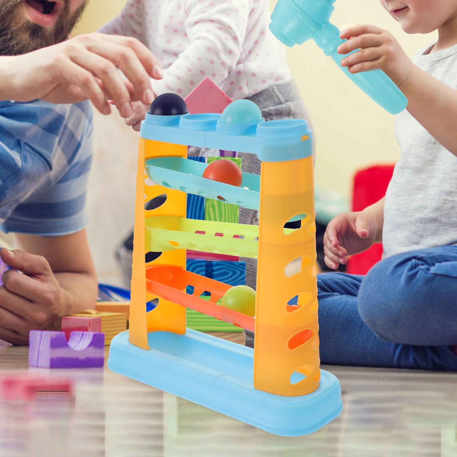 1 مجموعة أطفال المطرقة كرة مستديرة لعبة الضرب التعليمية التنمية المبكرة تدريب العضلات مجموعة ملونة لعبة قطرة الكرة #2